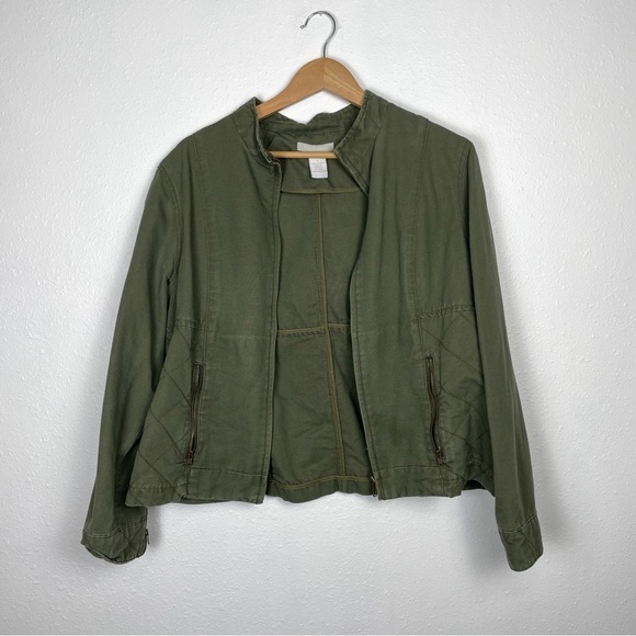 VTG Field Gear army green quilted military/ moto jacket Sz. L - Picture 2 of 8